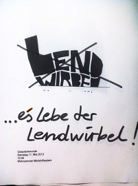 Flyer mit Lendwirbel durchgestrichen und dazugeschrieben: Es lebe der Lendwirbel